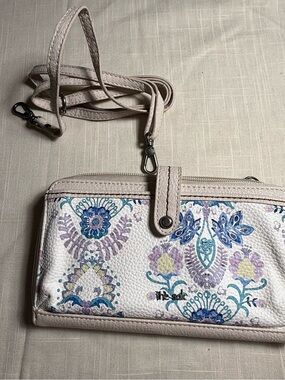 The Sak White Floral Crossbody Wallet with Pastel Accents